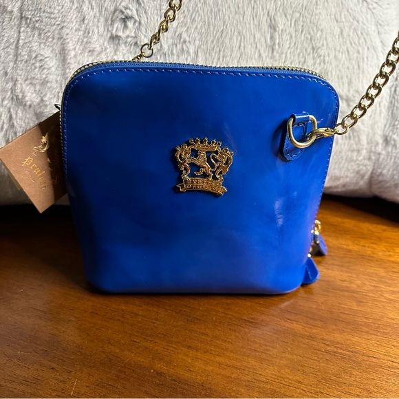 New Pratesi Firenze Blue Electric Italian Leather Crossbody, 6.5”x 7”x 3”. NWT - Picture 4 of 16